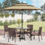 Ensemble repas carré pour patio avec parasol et coussins 4 personnes-2105390727