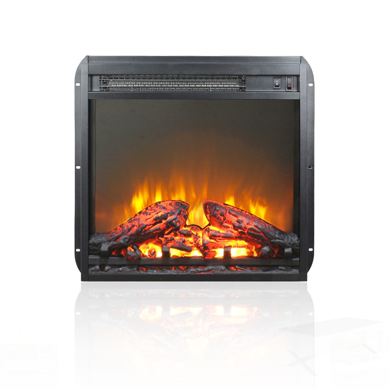 Ultra-Thin Electric Fireplace Insert With Realistic Flame And Log Set, Overheating Protection For Safe And Cozy Heating