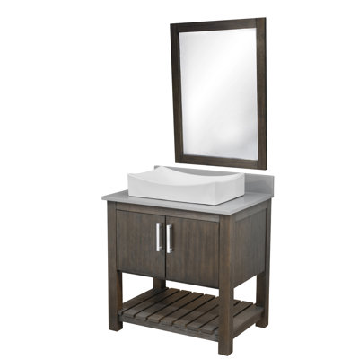 36"" Free Standing Single Bathroom Vanity Set with Quartz Top with Mirror -  Latitude RunÂ®, 3F870AE9F8FB42CA9393EBCF1391CEBD