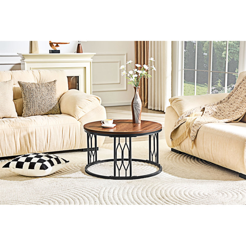 Table basse ronde, Noyer, noir