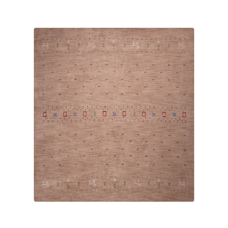 Manns Hand Knotted Loom Wool Eco-Friendly Area Rugs - Rectangle, Light Brown Color, Contemporary Modern Design, High Pile Thick Handmade Anti Skid Area Rugs for Living Room, Bed Room