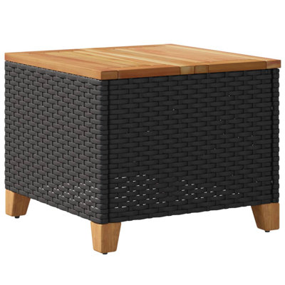 Dakota Fields Patio Table 7.7"X17.7"X14.6" Poly Rattan Acacia Wood by Dakota Fields