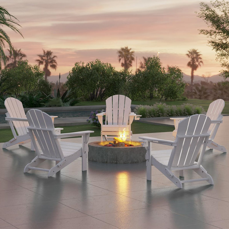 Chaise Adirondack pliante en PEHD pour patio, Blanc