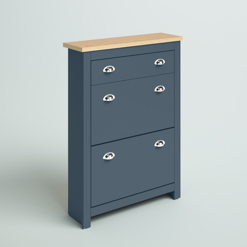 Renningers 12 Pair Shoe Storage Cabinet, Blue