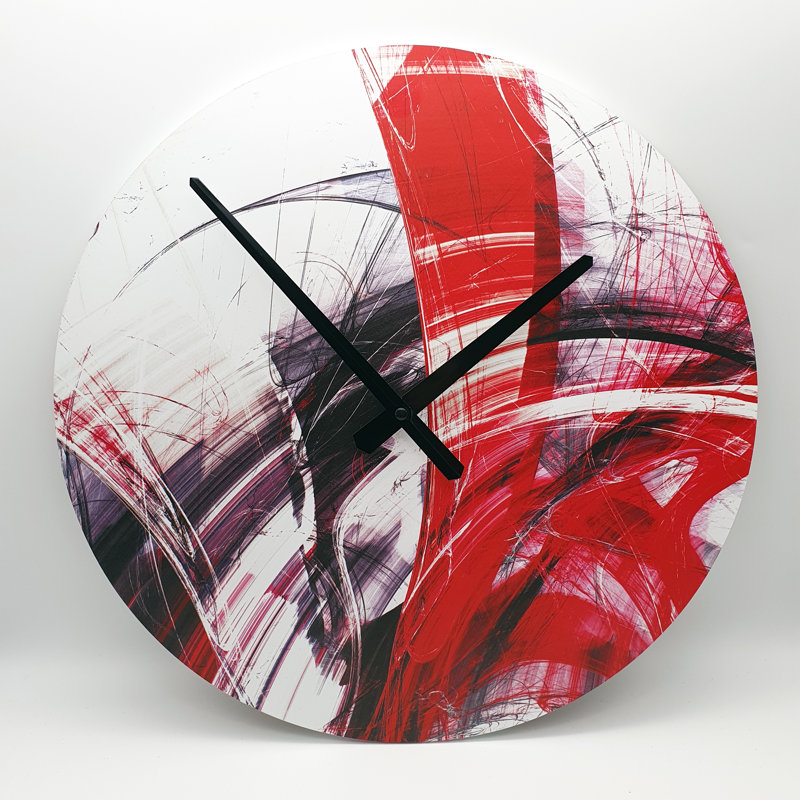Horloge murale 15,75 po Treyson, Rouge / noir / blanc