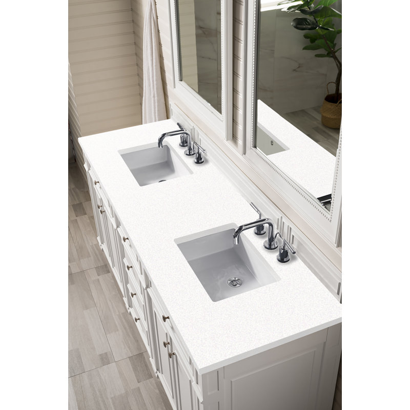 Bristol 72'' W Double Vanity, Bright White, White Zeus, 8" Widespread