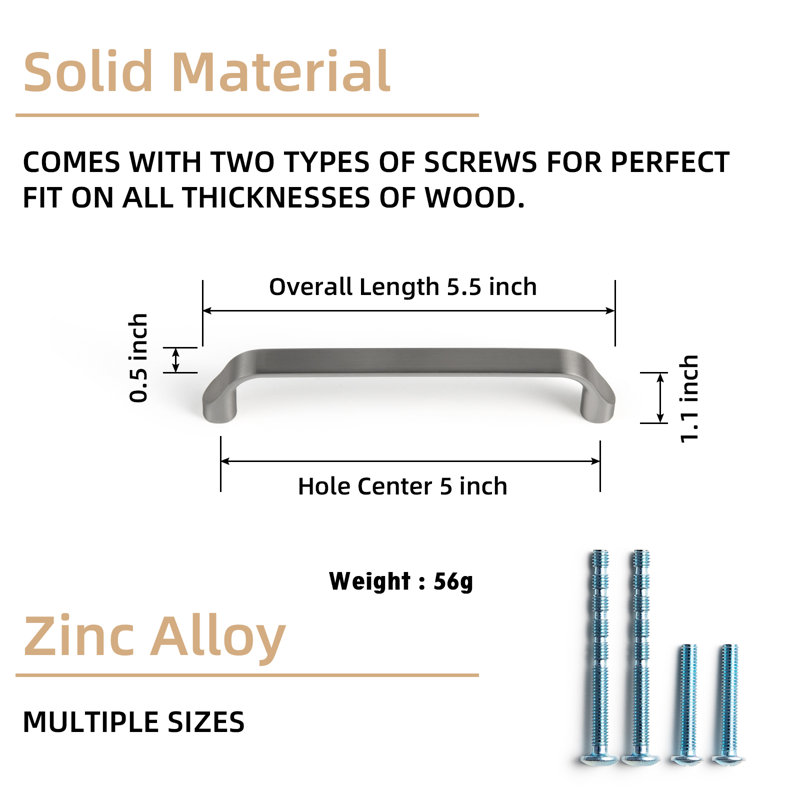 5" Centre To Centre Bar/Handle Pull Multipack, Brushed Nickel