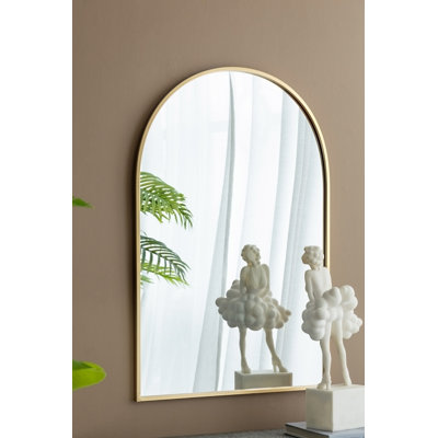 Miroir d'appoint arqué avec cadre en métal doré