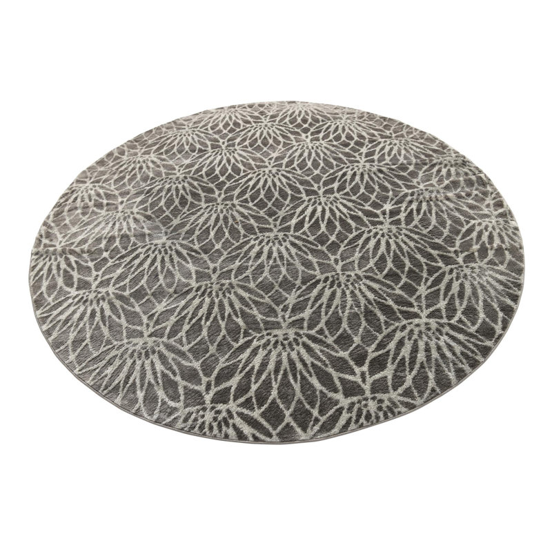 Tapis contemporain couleur pierre, Rond 3 pi 3 po