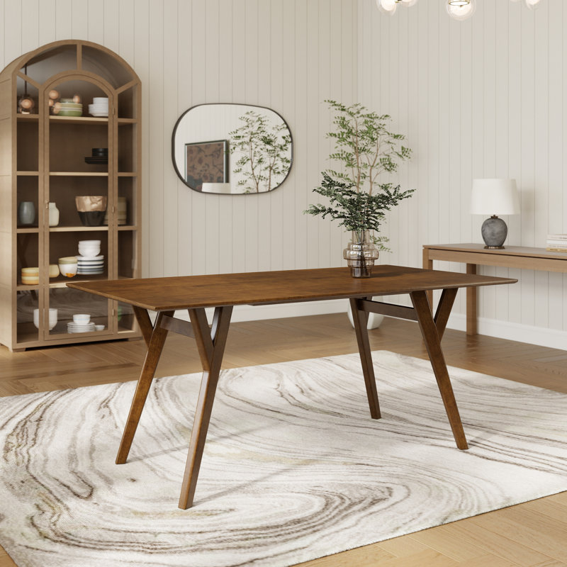 Table de salle à manger en noyer avec base en bois massif Needham