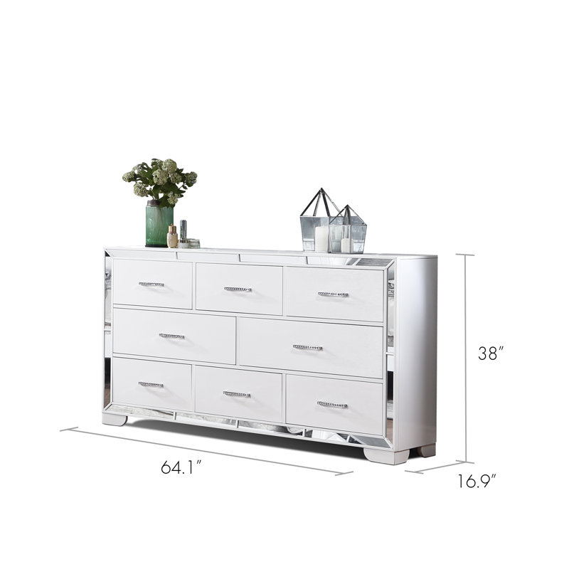 Commode double 6 tiroirs Shaftesbury, Blanc