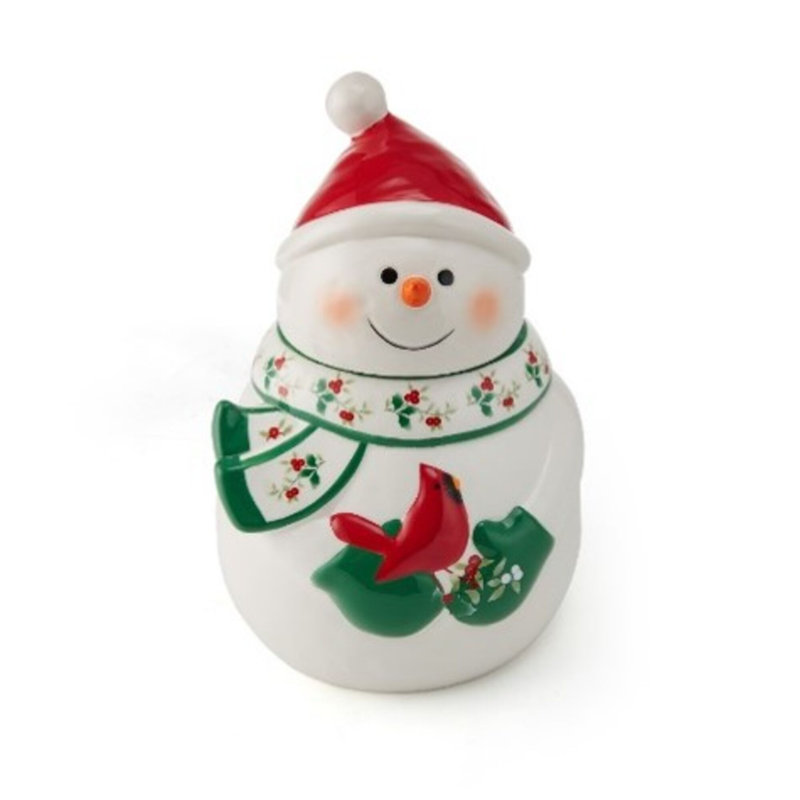 Pfaltzgraff Winterberry 10 in. Snowman Cookie Jar