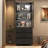 79"H Glass Display Cabinet With Sensor Light And 3 Drawers For Home And Office-97944960