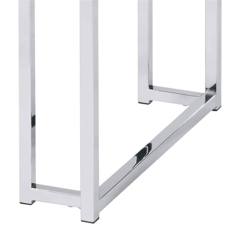 Table de bout Chafik à finition chromée avec plateau en bois élégant et base en métal robuste pour les espaces de vie modernes