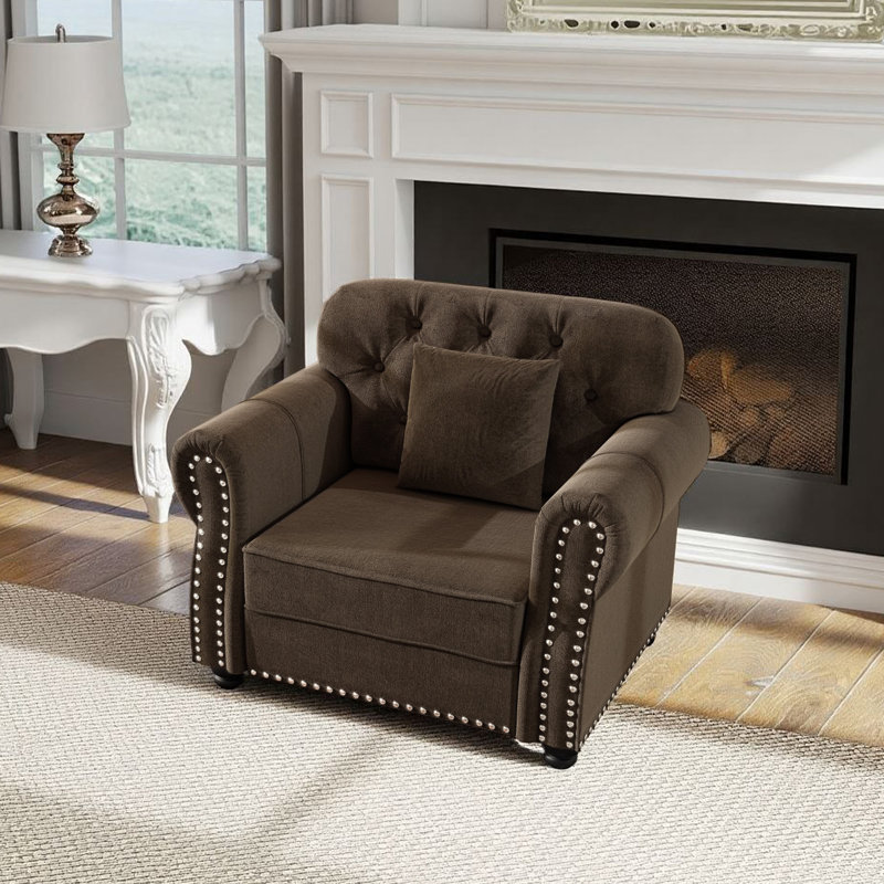 Canapé Chesterfield 41,3 po Mid-Century, Brun