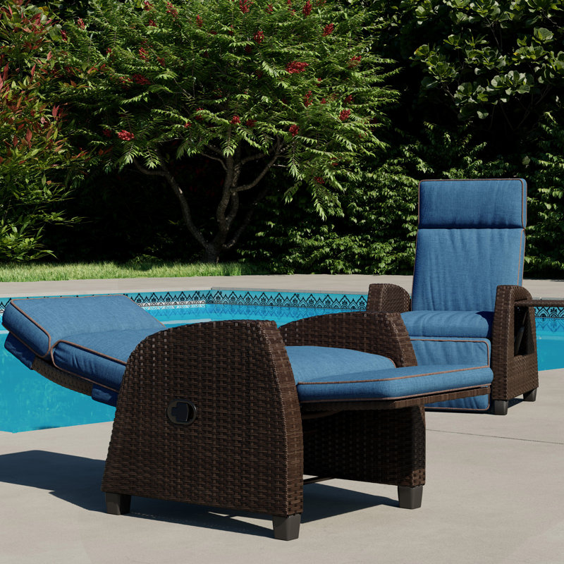 Wicker Outdoor Lounge Chair, Blue