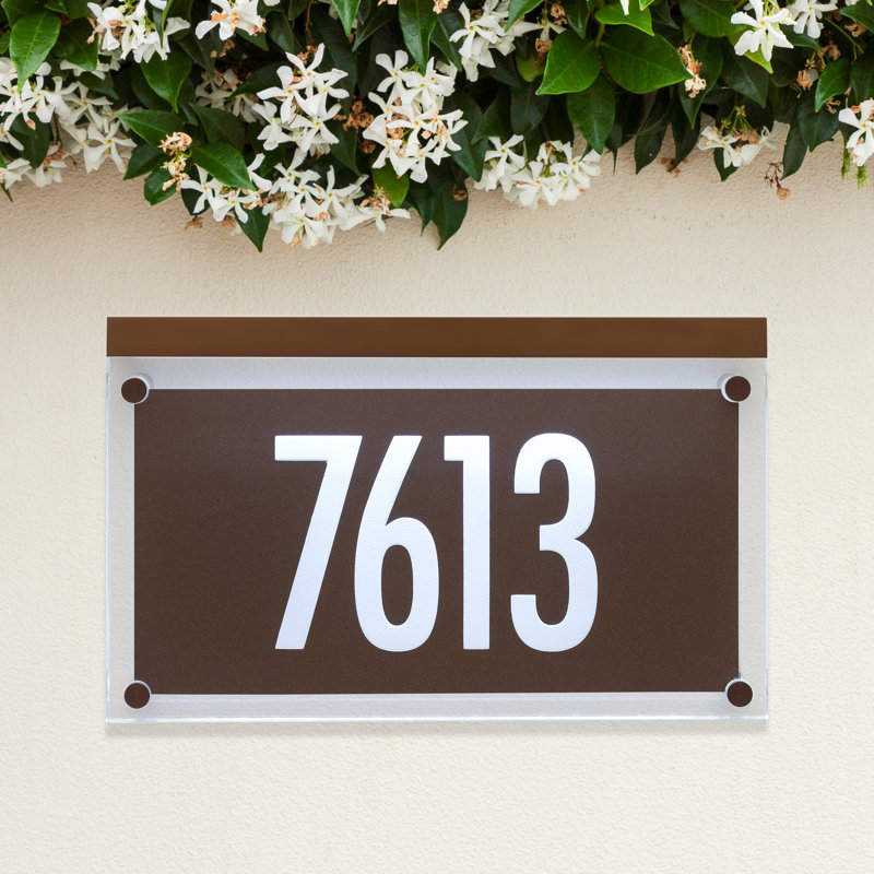 Address Sign Metallic Crystal LED Lighted Futura Engraved 1-Line Address Sign, Dark Bronze, Yes