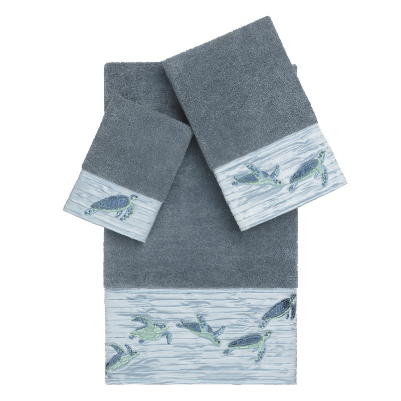 Ensemble de serviettes en coton turc 3 pièces Mia, Bleu sarcelle