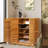 5-Tier 21 Pairs Storage Free Standing Bamboo Shoe Rack Blinds with Door, for Entryway Hallway