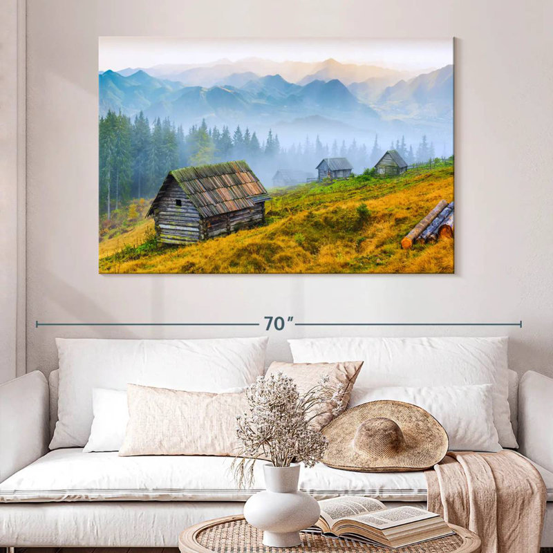 Alvord Hillside Log Cabins, 34" H x 51" W