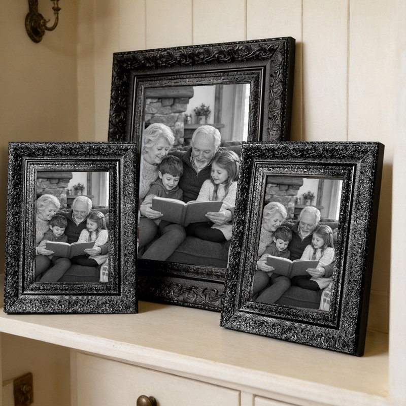 Cadre photo noir 3 pièces 5 "x 7" avec changement de photo facile