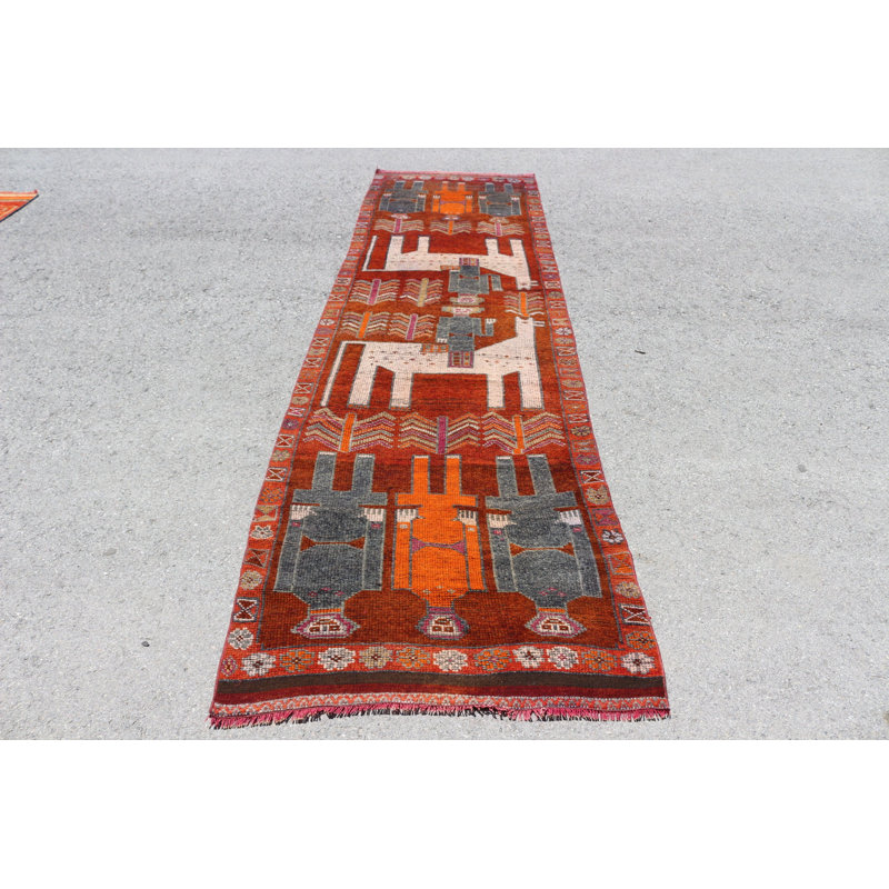 Tapis turc en laine fait à la main avec charme rétro pour un décor de couloir unique