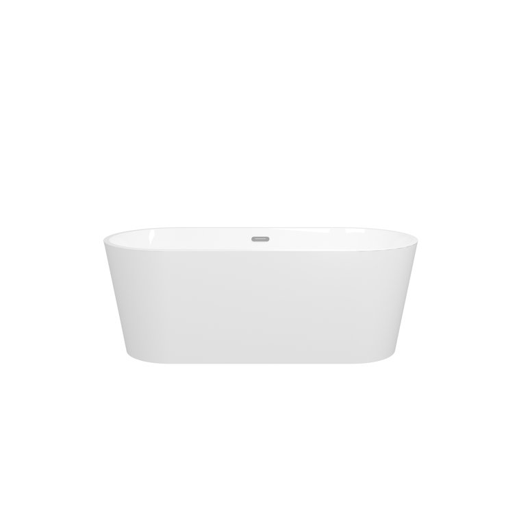Acrylic Freestanding Bathtub, Modern & Contemporary Design Soaking Tub With Toe-Tap Drain In Chrome And Classic Slotted Overflow
