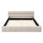 Lit tapissier beige grand avec structure et cadre en chenille, sans sommier pour la plateforme de la chambre à coucher, tête de lit, base stable, ressort-1526131418