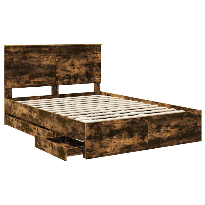 Bed Frame, Double (4'6), Smoked Oak