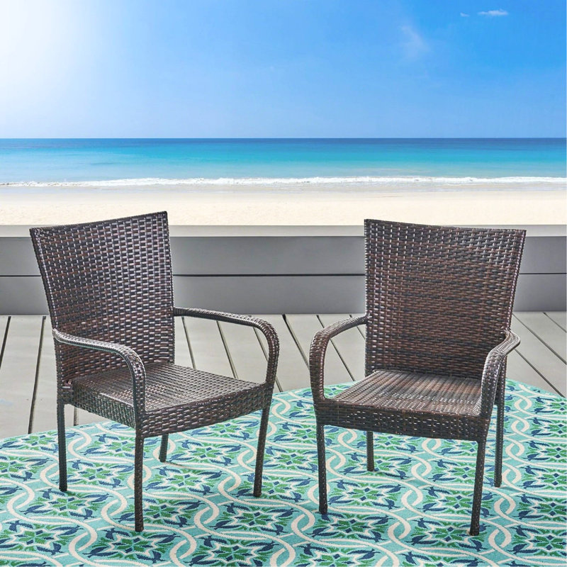 PE WICKER STACKING CHAIR,2PCS