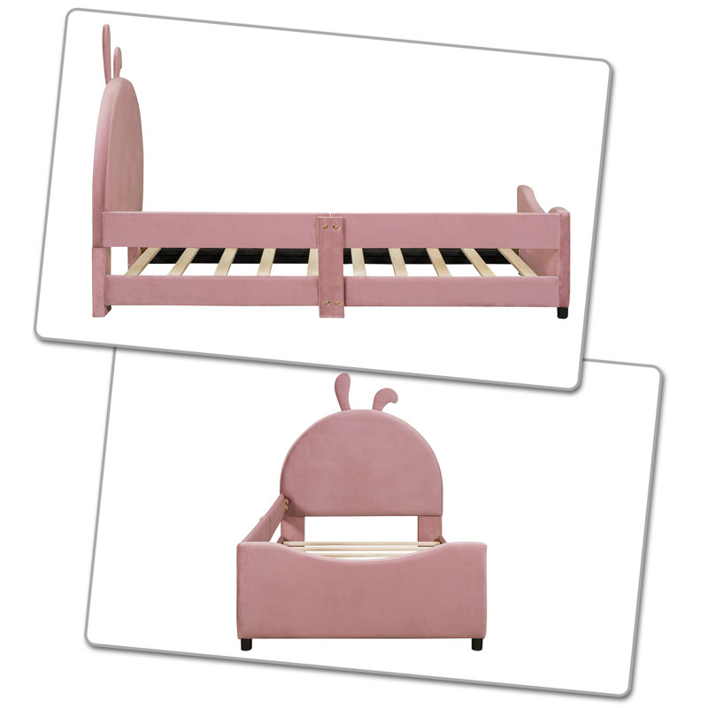 Lit plateforme tapissier Ampelia, Rose