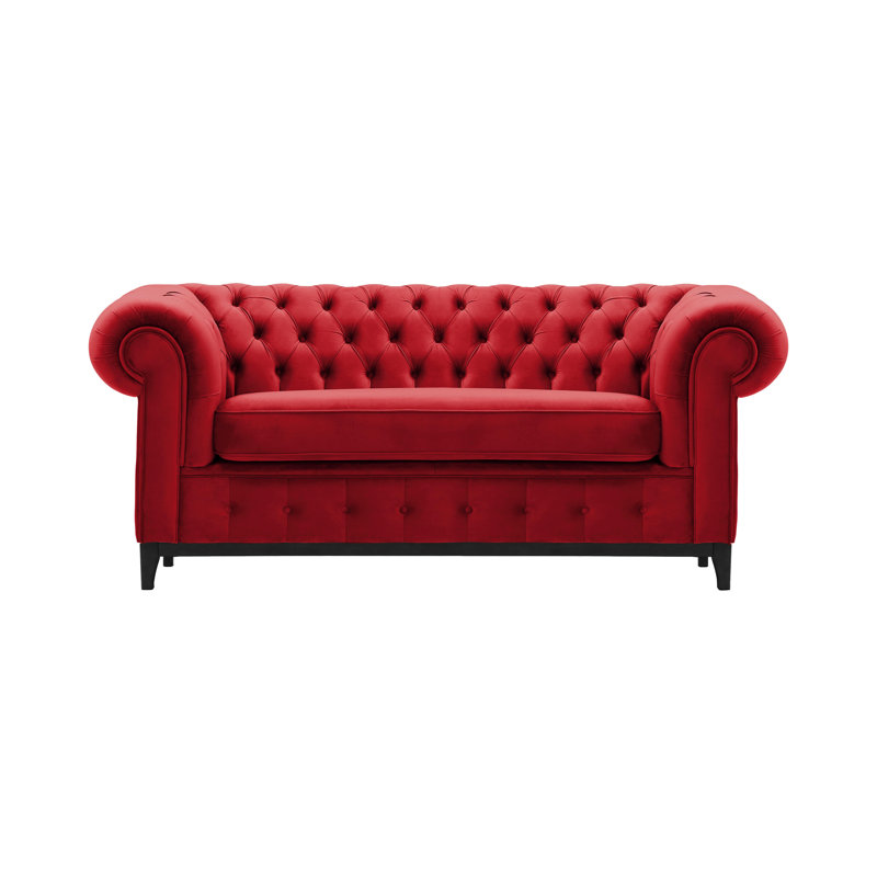 Fryar Velvet Sofa, 2, Red, Black