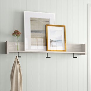 AllModern Shea Poplar Floating Shelf with Hooks & Reviews