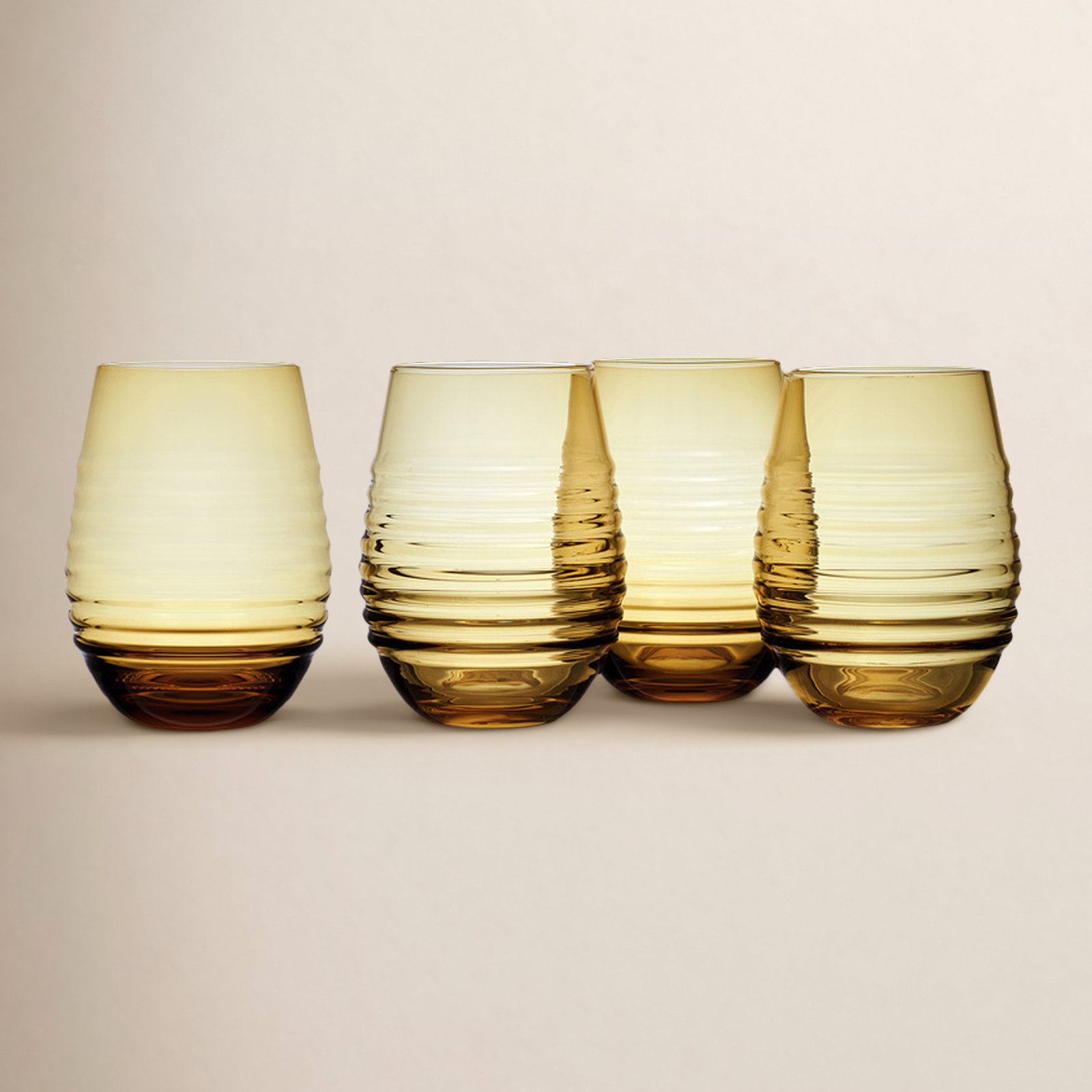 Ciara Stemless Wine Glass, Yellow