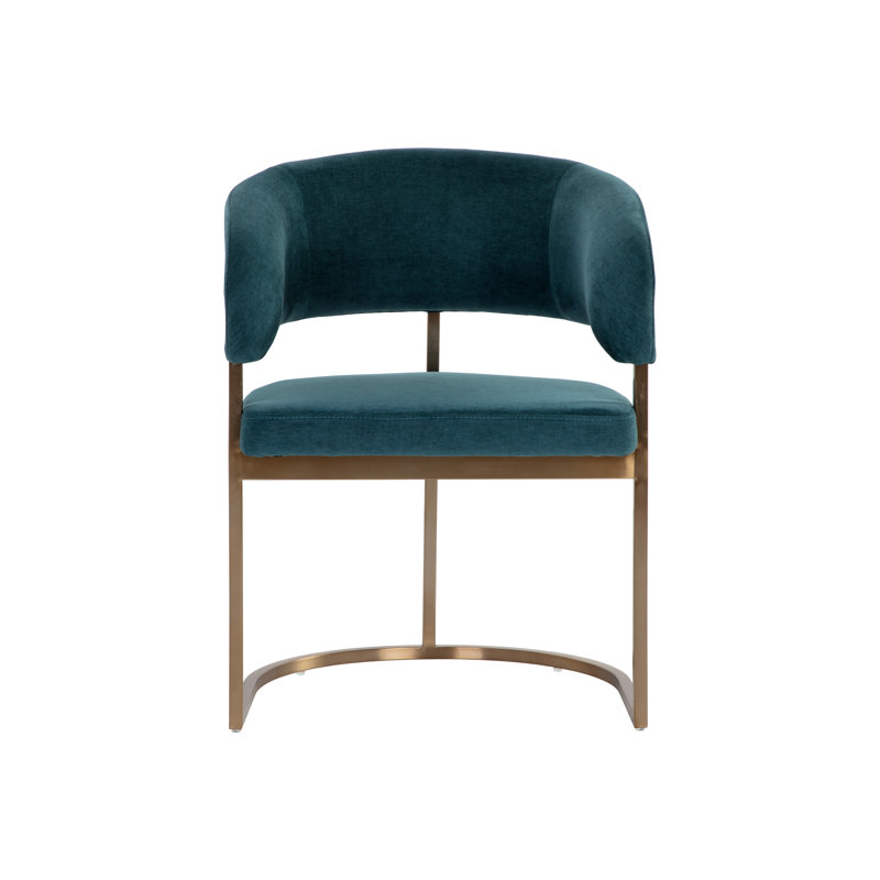 Marris Upholstered Arm Chair, Blue, Gold