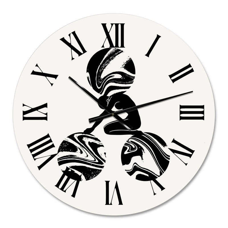 Horloge murale moderne Empowered Cosmic Women Geometric Goddess Series - noir et blanc, Petit