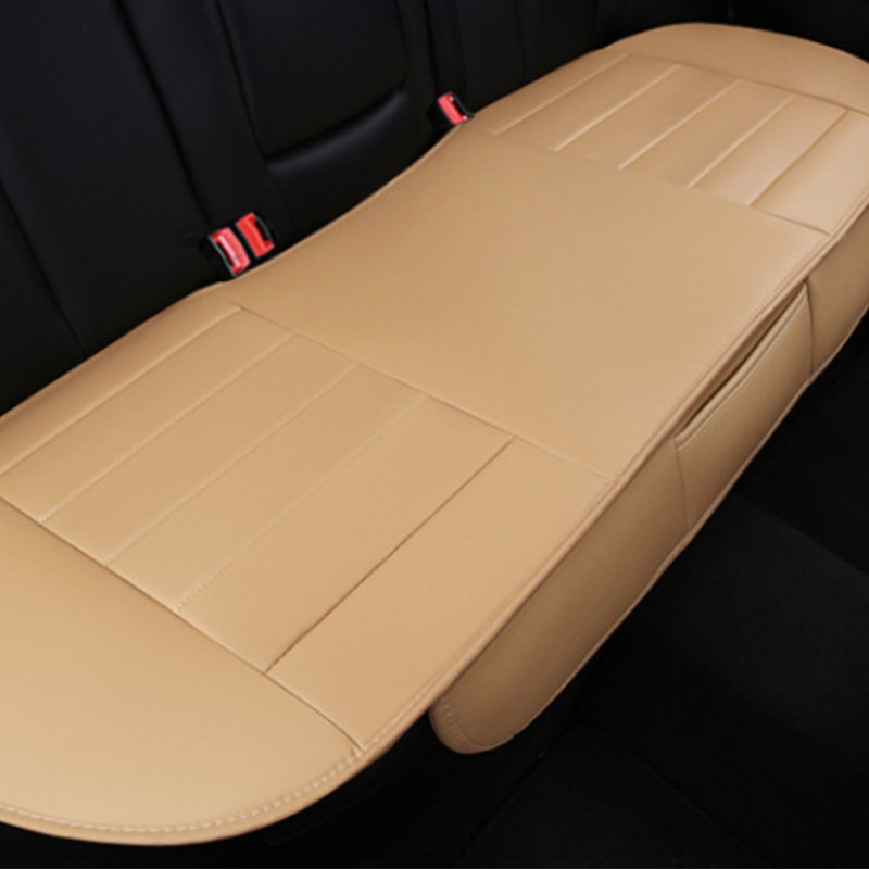 Car Back Seat Cover Breathable Pu Leather Rear Seat Cushion Protector Universal, Beige