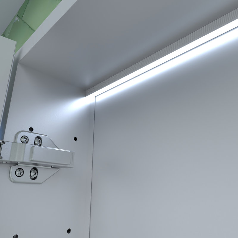 24 po Armoire à pharmacie gauche en aluminium argenté l 30 po x P 30 po, DEL intégrée, trois lumières colorées, fonction de brouillard, charnières silencieuses, miroir haute définition avec affichage de l'heure et de la température, fermeture en douceur