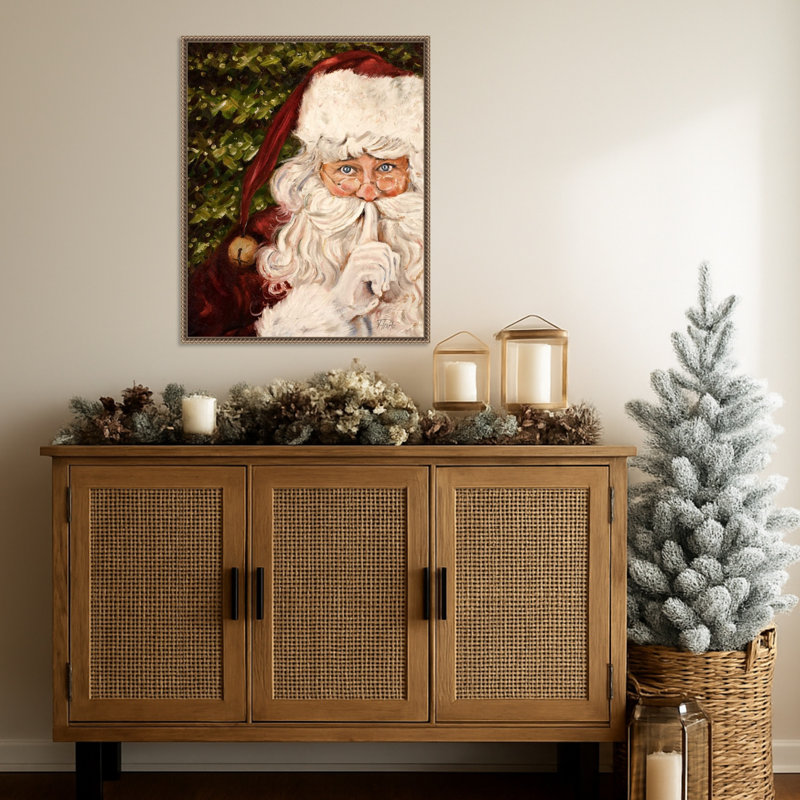 «Secret Santa» par Patricia Pinto, reproduction d'art sur toile encadrée, Doré