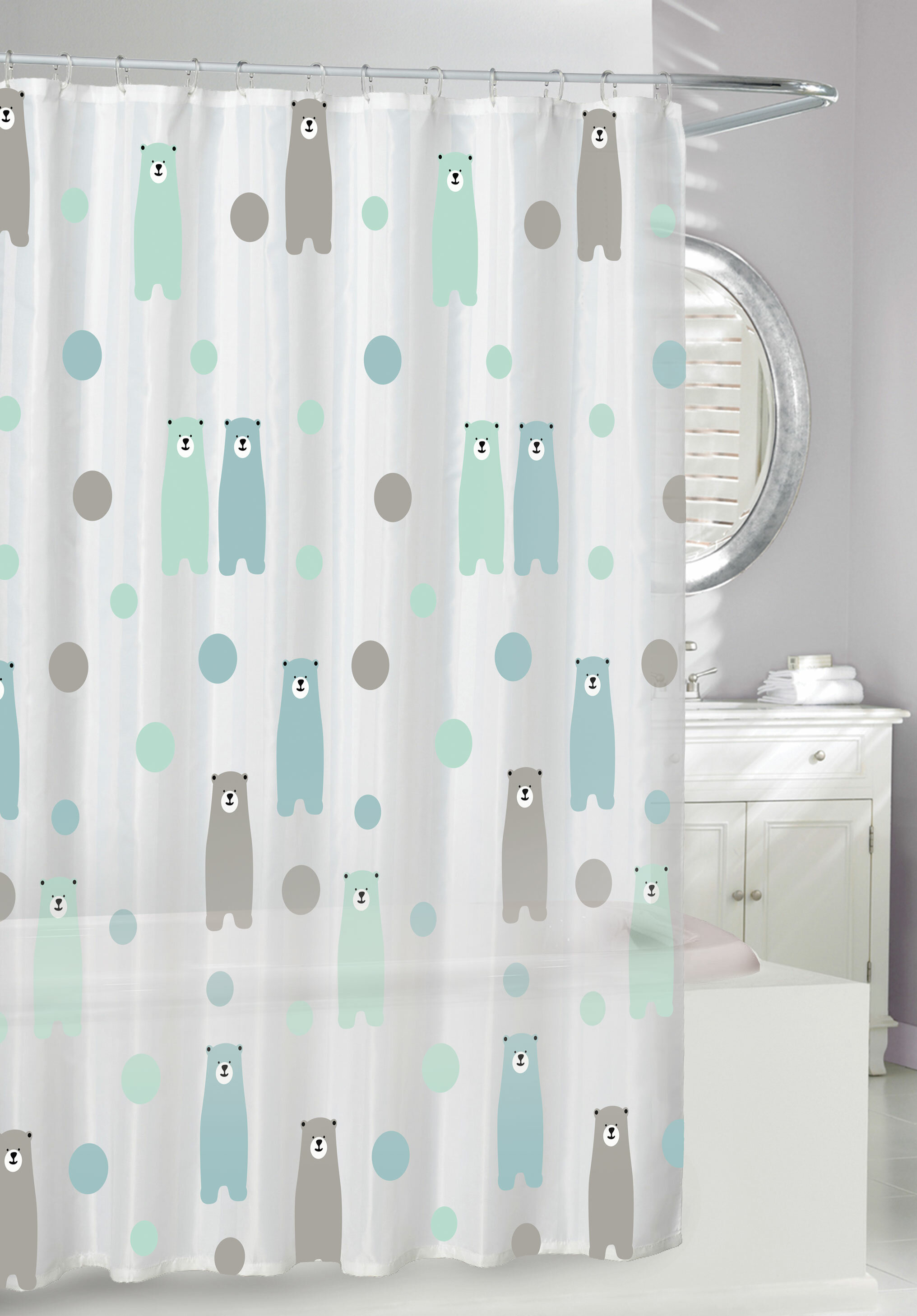 Ebern Designs Zajac Happy Bears Peva Single Shower Curtain | Wayfair