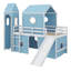 Twin Loft Bed Embellished With Slide, Tent, And Tower-295815717