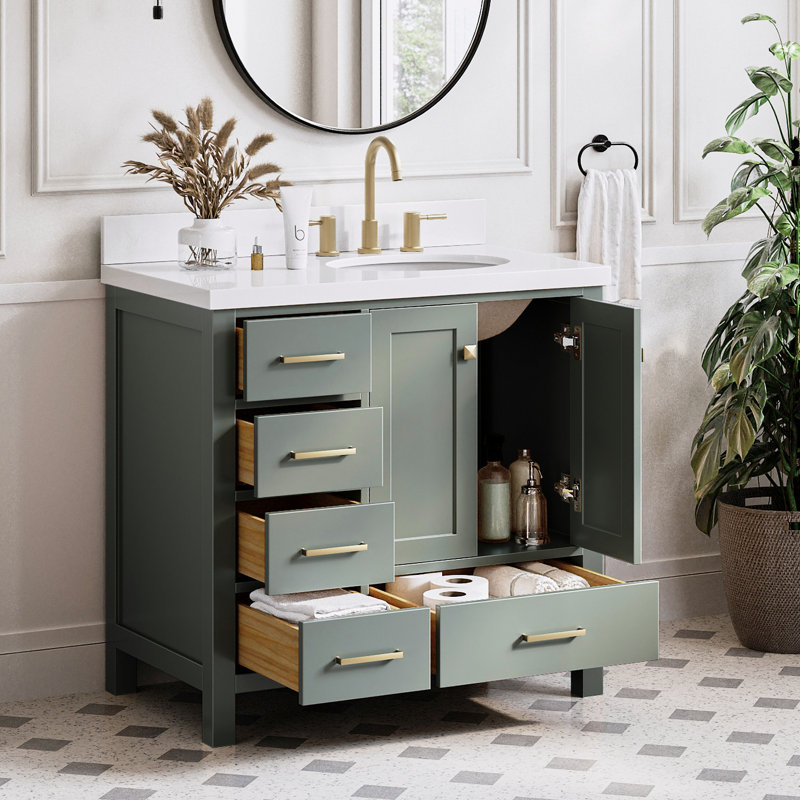 Ensemble de meuble-lavabo simple 37 po Amariani, Vert rétro