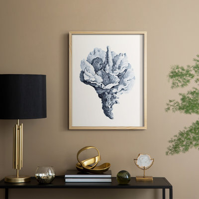 Blue Antique Coral III Framed Print - Solid Wood