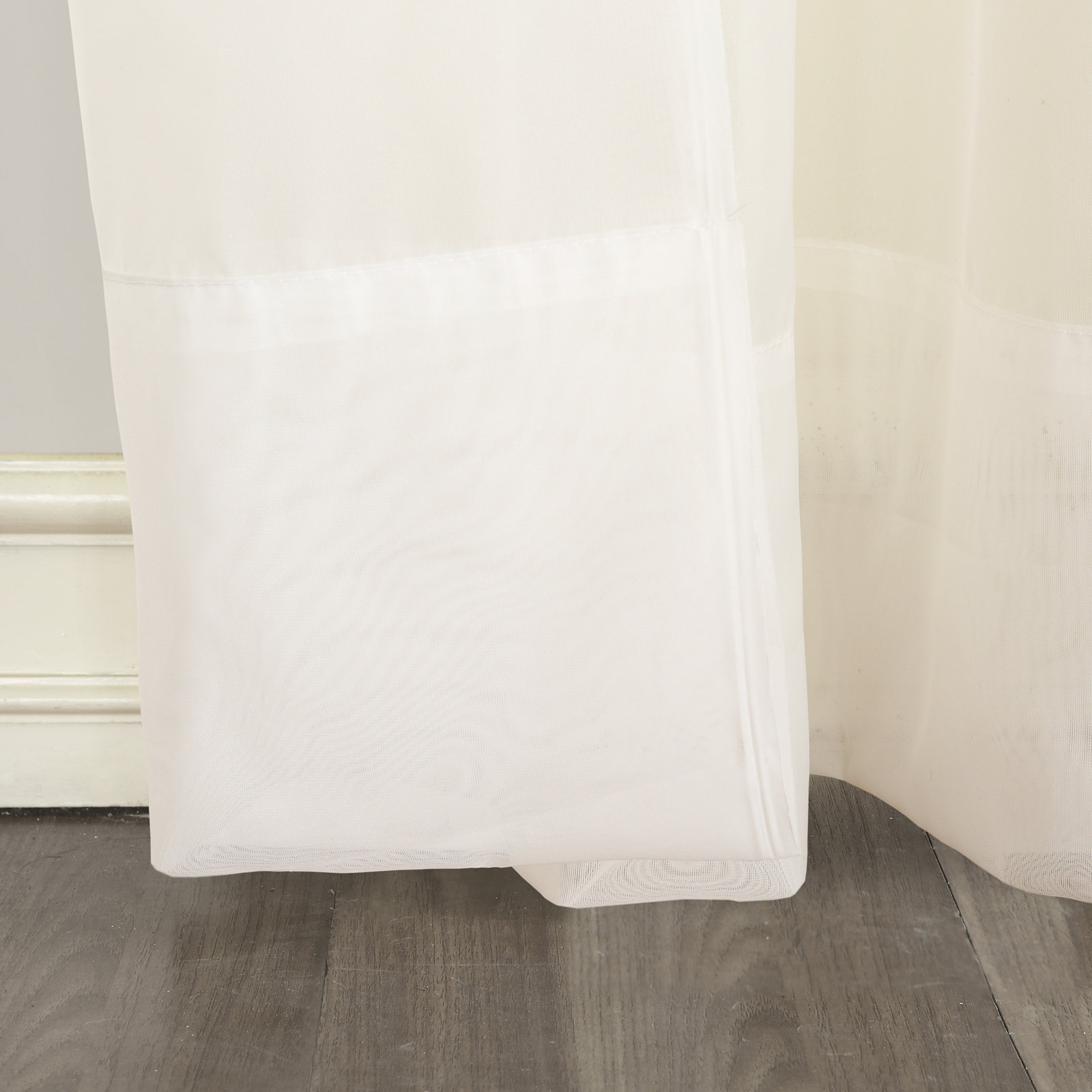 Polyester Sheer Tab Top Curtain Panel, 59"W x 84"L, Eggshell