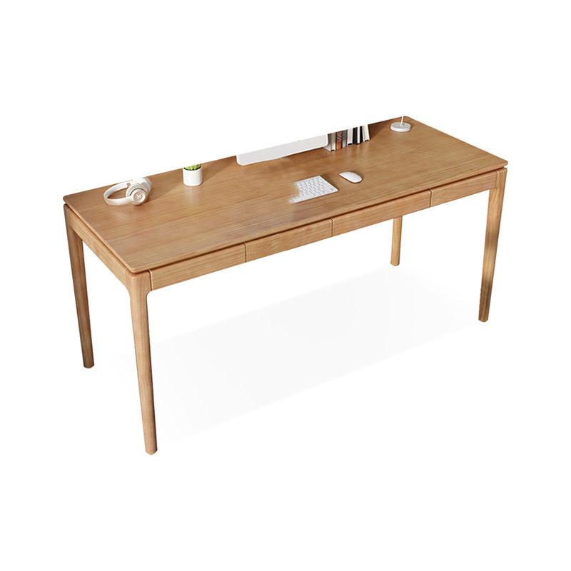 Bureau rectangulaire brun en bois massif, H 29,53 po x l 78,74 po x P 23,62 po