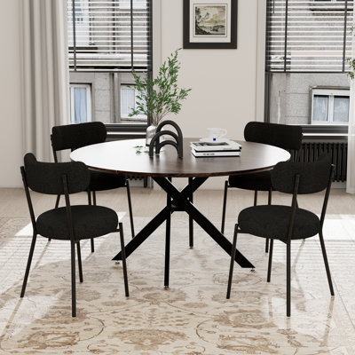 Round Pedestal Dining Set with Teddy Dining Chair
