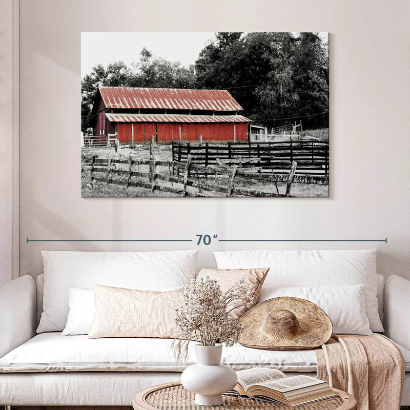 Lilie BW Rustic Barn, 32" H x 48" W