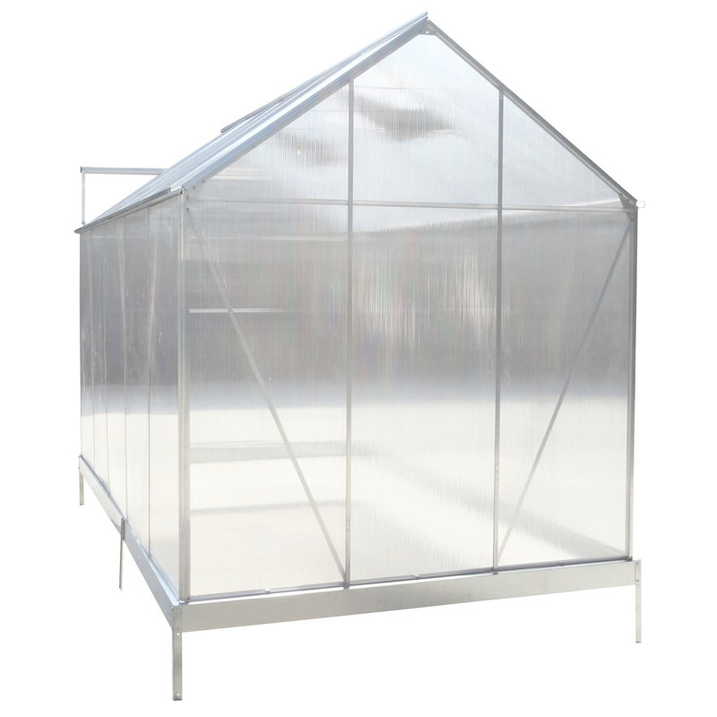 6.3'*10.2'*7' Polycarbonate Greenhouse, Silver, 8' H x 6.3' W x 10.2' D
