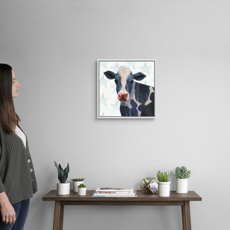 «Patriotic Farm I», art mural sur toile, H 18 po x l 18 po x P 2 po, Toile avec cadre blanc