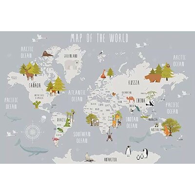 Aitken Peel And Stick World Map And Animal Kids Wallpaper -  Redwood Rover, A73C5D6441B14C4E8E57386E2609D227